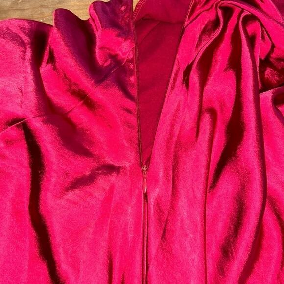 Pink Lily FUCHSIA SATIN COWL NECK MIDI DRESS FINAL Size 2X - Picture 6 of 8